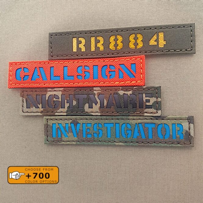 Samples Name Tape's of custom's patches in diferent fabrics and colors/texts