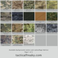 Available Backgrounds (Colors and Camouflages)