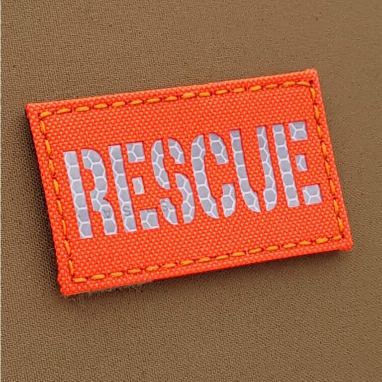 Hi Viz RESCUE 2x3.5 SAR Search And Rescue Blaze Fluorescent Orange SOLAS Reflective Tape Tactical Morale VELCRO (C) brand Patch