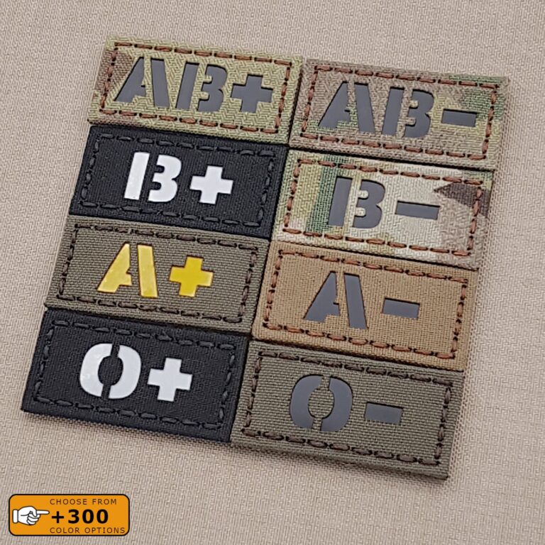 Mini 1"x2" Blood Type First Aid OPOS O+ APOS A+ ONEG O- ANEG A- IFAK MED Laser Cut Velcro (C) Patch