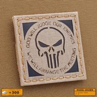 IR Punisher God Will Judge Our Enemies DEVGRU Navy Seals 2x2 Desert Sand Tan Laser Cut Velcro© Patch