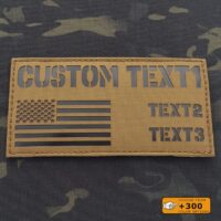 Custom ID Panel 3"x6" Your Texts USA America flag Army Military Morale Tactical Laser Cut Velcro© Brand Patch