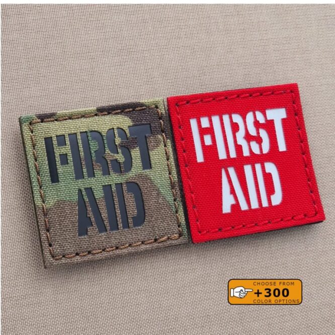 First Aid Kit IFAK 2x2 Medic Survival Tactical Laser Cut Velcro© Patch