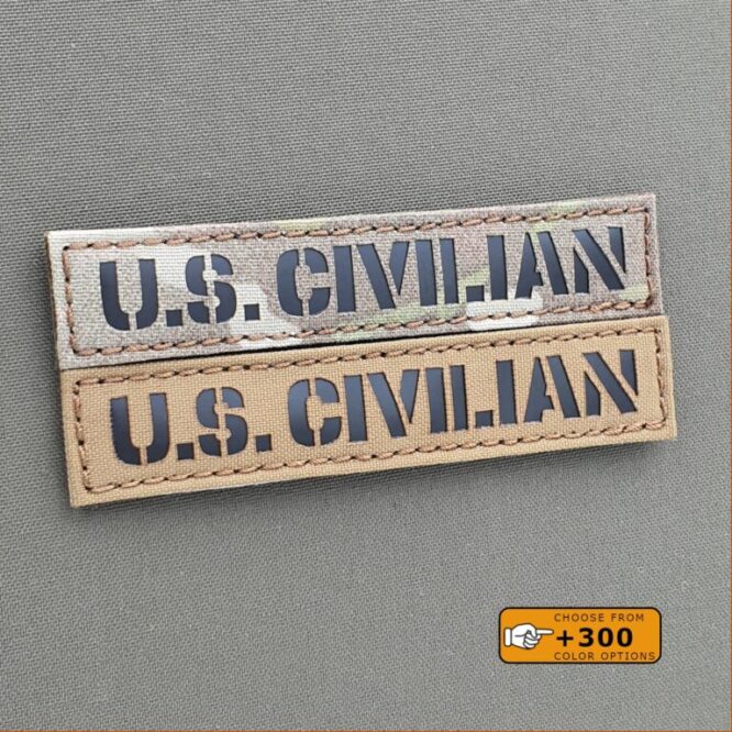 US Civilian Name Tape 1x5 Morale Tactical Laser Cut Velcro Brand Patch