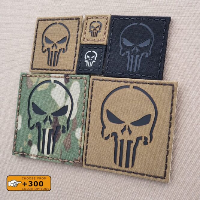 Punisher Skull Olive Green Tactical Military Morale Patch Iron On Écusson Brodé Thermocollant Patch 