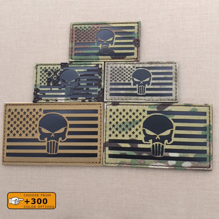 Punisher Skull USA American Flag Laser Cut DEVGRU Army Military IFF Tactical Morale Velcro© Brand Patch