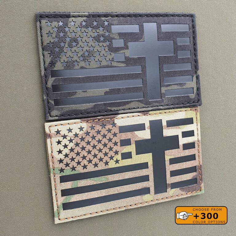 America Flag Crucifix Christian Cross Jesus Christ USA Faith God Morale Tactical Laser Cut Velcro© Brand Patch