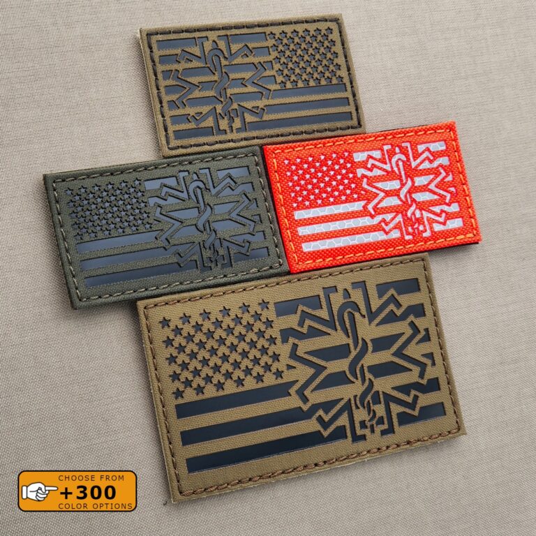 USA American Forward Reversed Flag Star of Life EMS EMT Medic Paramedic SAR Tactical Laser Cut Velcro© Brand Patch