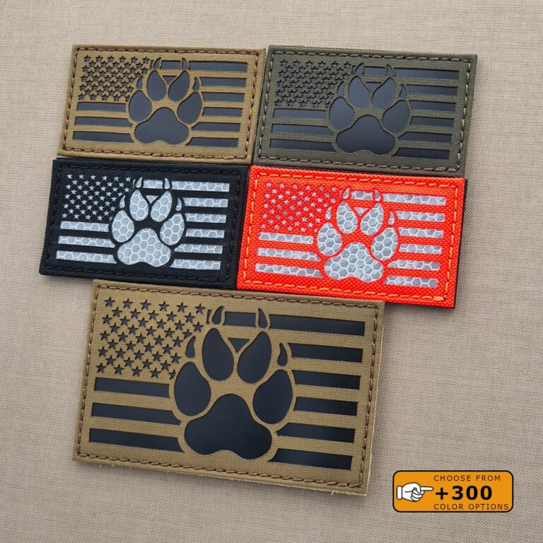 America Flag K9 Handler Dog Paw USA Laser Cut Tactical Laser Cut Velcro© Patch