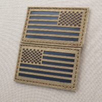 Bundle Set of 2 IR Coyote America Forward And Reversed Flags USA Military Army Velcro Patches
