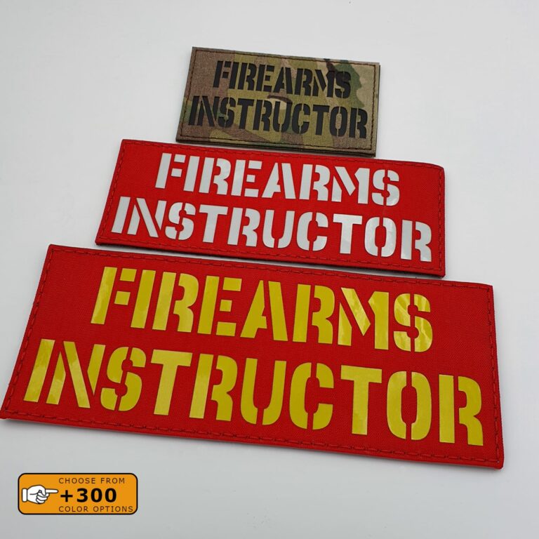 Firearms Instructor embroidery patches 3x6 hook white