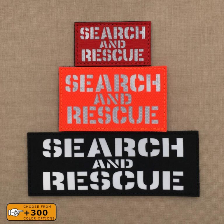 4 Search and Rescue embroidery patches 2x5  hook on back multicam 