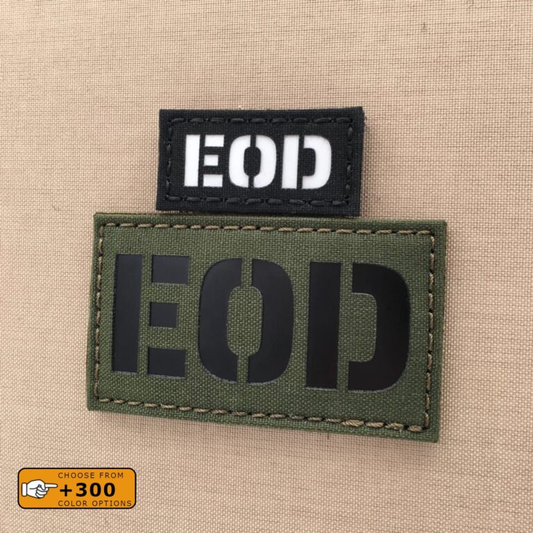 NEW EOD PATCH REFLECTIVE HONEYCOMB HOOK & LOOP BACKING GREY/BLACK 2"x4" 