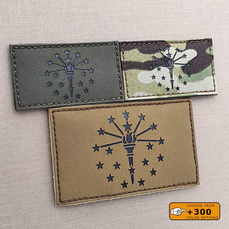 Indiana State Flag IN Laser Cut IFF OCP Morale Tactical Velcro© Patch