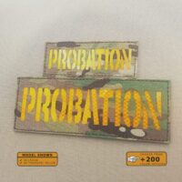 Set of 2 Patches 2"x5" and 3"x8" Multicam 3M prismatic yellow with the text Probation