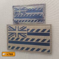 Two patches of the Hawaii flag: one with size 2"x3.5" in Multicam with (IR) and the other one with size 3"x5" in Coyote (IR)