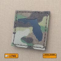 Florida state cutout: with size 2"x2" in Multicam background with and Infrared (IR) Text