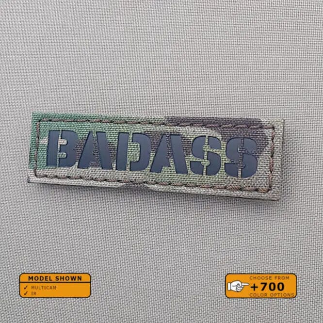 Badass Callsign Name Tape patch with size 1"x3.5" in Multicam background and Infrared (IR)Text