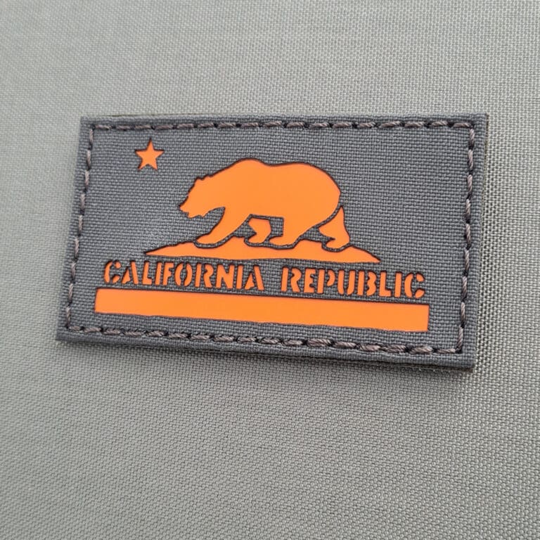 3x) California Republic Flag Morale Patch With Hook & Loop back 2