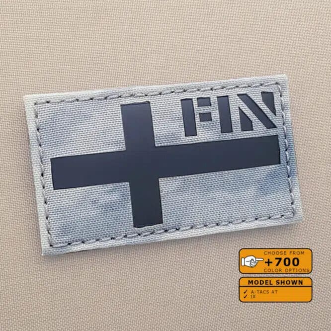A Finland Suomi flag patch with size 2"x3.5" A-Atacs AT (Artic Tundra) Infrared (IR)