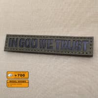 In God We Trust Callsign Name Tape patch with size 1"x5" in Ranger Green background and Infrared (IR)Text
