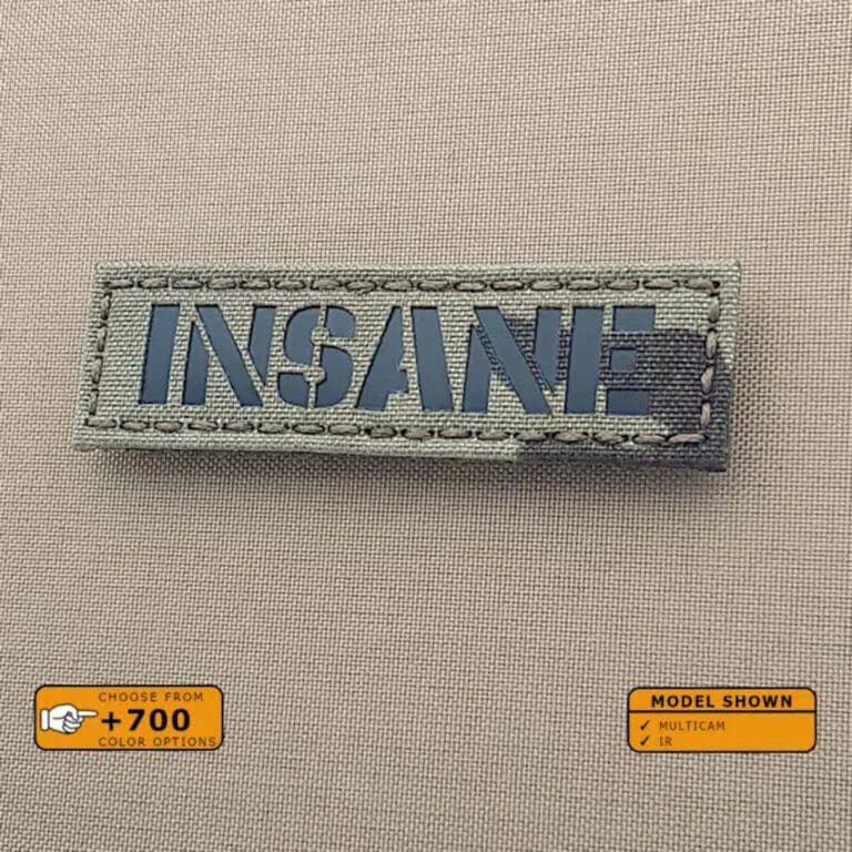 Insane Callsign Name Tape patch with size 1"x3.5" in Multicam background and Infrared (IR)Text