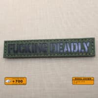Fucking Deadly Callsign Name Tape patch with size 1"x5" in Olive Drab background and Infrared (IR)Text
