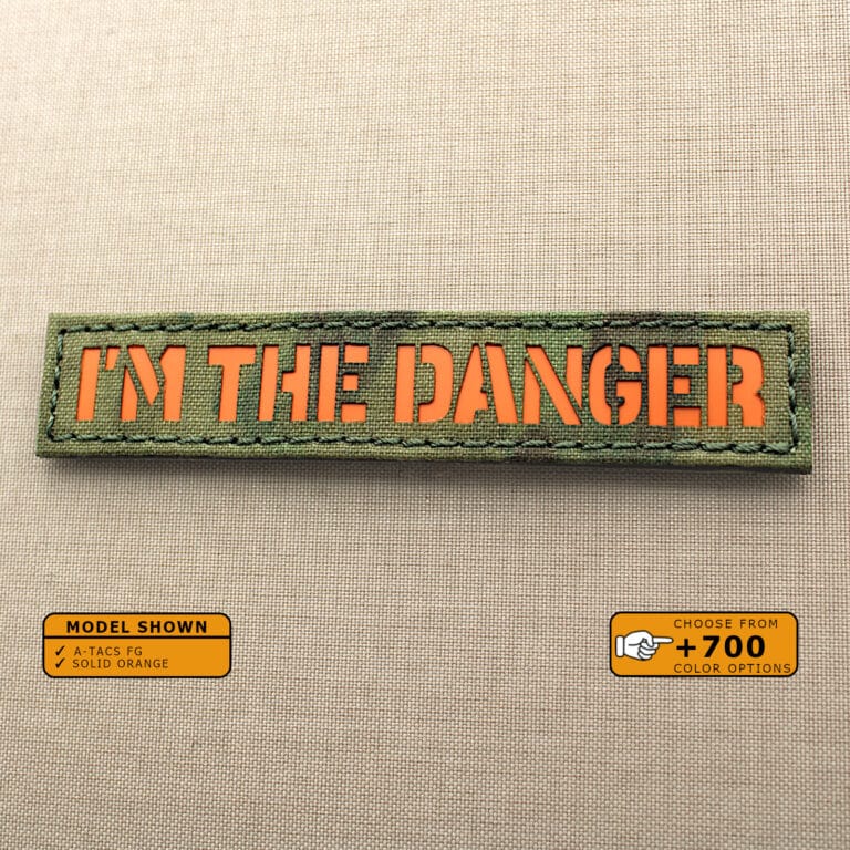 I'm The Danger Callsign Name Tape patch with size 1"x5" in A-Tacs FG background and orange solid Text