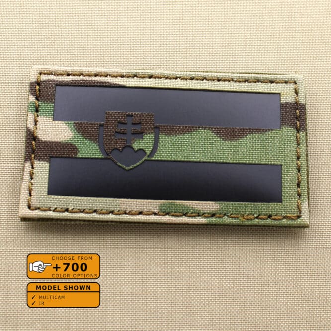 The Slovak flag patch with size 2"x3.5" in Multicam Infrared (IR)