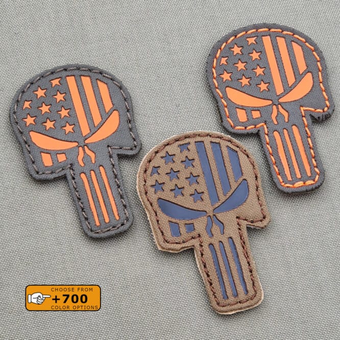 Three patches with the punisher skull shape