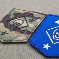 Two patches with the USMC Raiders Marines Marsoc with the shield shape
