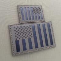 Two patches of the American Civil Peacetime flag: on with size 2"x3", in Ranger Green background IR in reversed version and the other one with size 3"x5" in Ranger Green IR and forward version