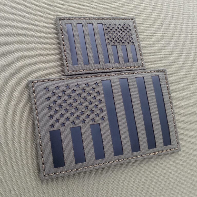 Two patches of the American Civil Peacetime flag: on with size 2"x3", in Ranger Green background IR in reversed version and the other one with size 3"x5" in Ranger Green IR and forward version