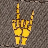 funny rock and roll hand skeleton patch