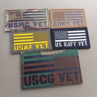 US Veteran Vet Military in America Flag Laser Patch