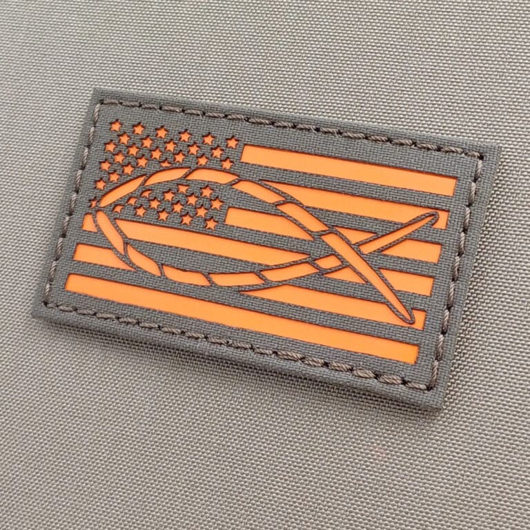 Ichthys Jesus Fish in USA Flag Laser Cut Patch【ORDER NOW】