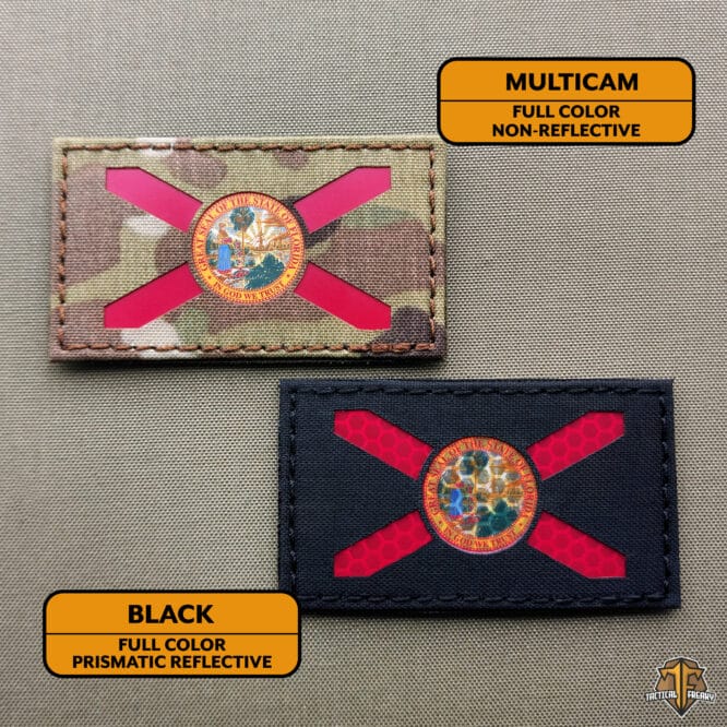 Florida State Flag Patch 2x3.5" Laser Cut in Full Color Reflective or Non-Reflective Vinyl