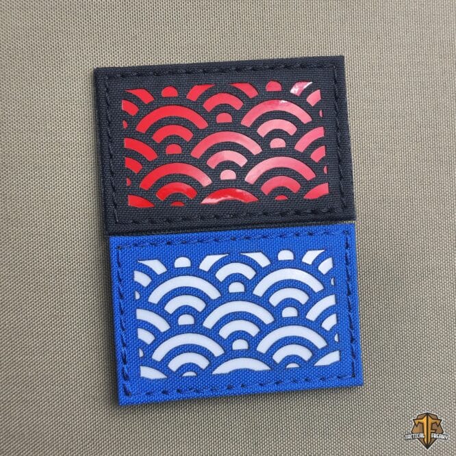 Seigaiha Wave Velcro Patch Japanese Ocean Waves Design for Jackets, Bags, caps...